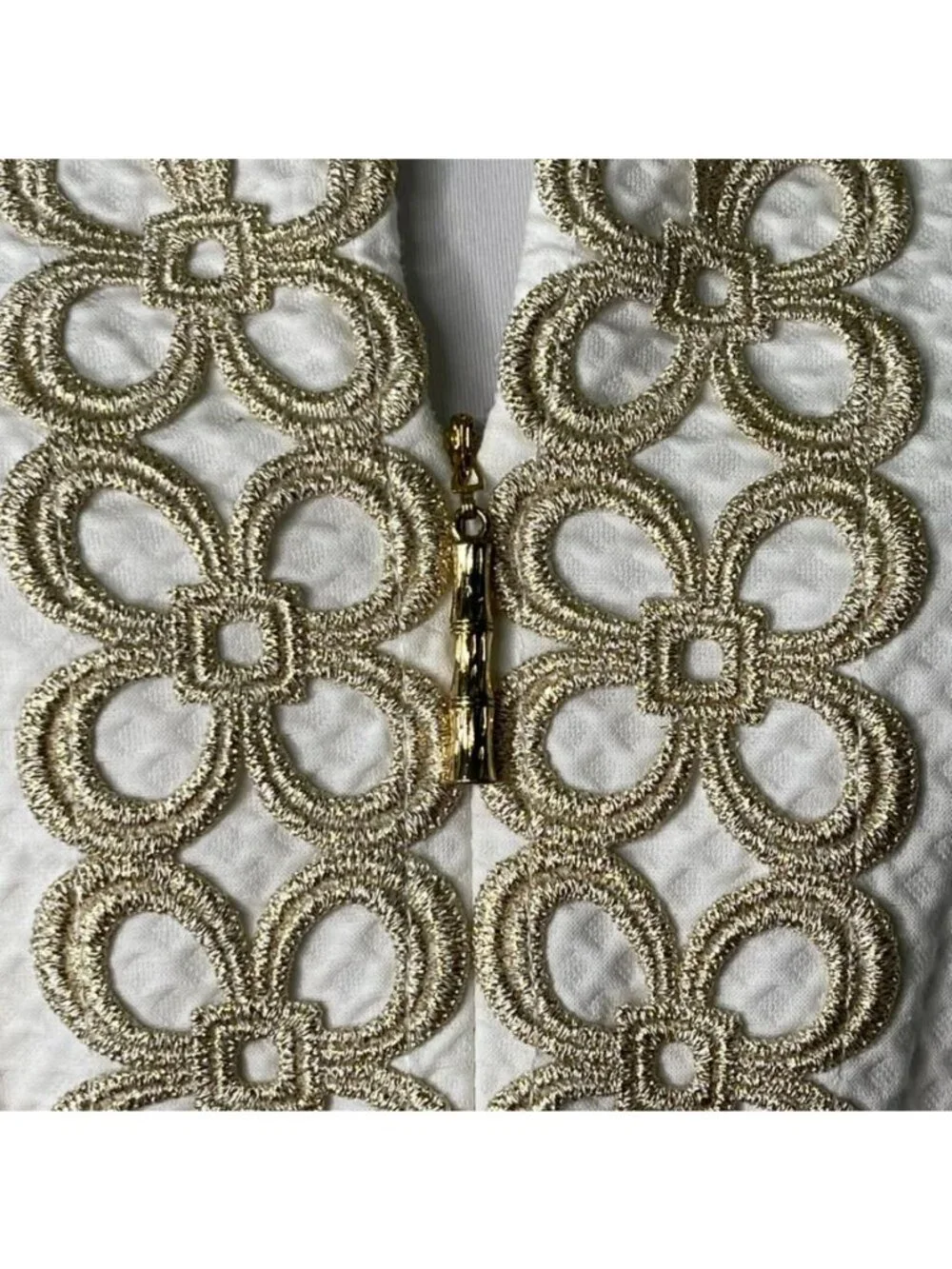 Lilly Pulitzer Mila Shift Dress Resort White Gold Lace Zip Front Mini Size 4 - Picture 4 of 12